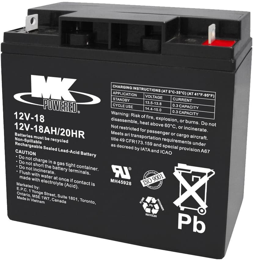 MK Battery 12-Volt 18 Ah SLA Battery