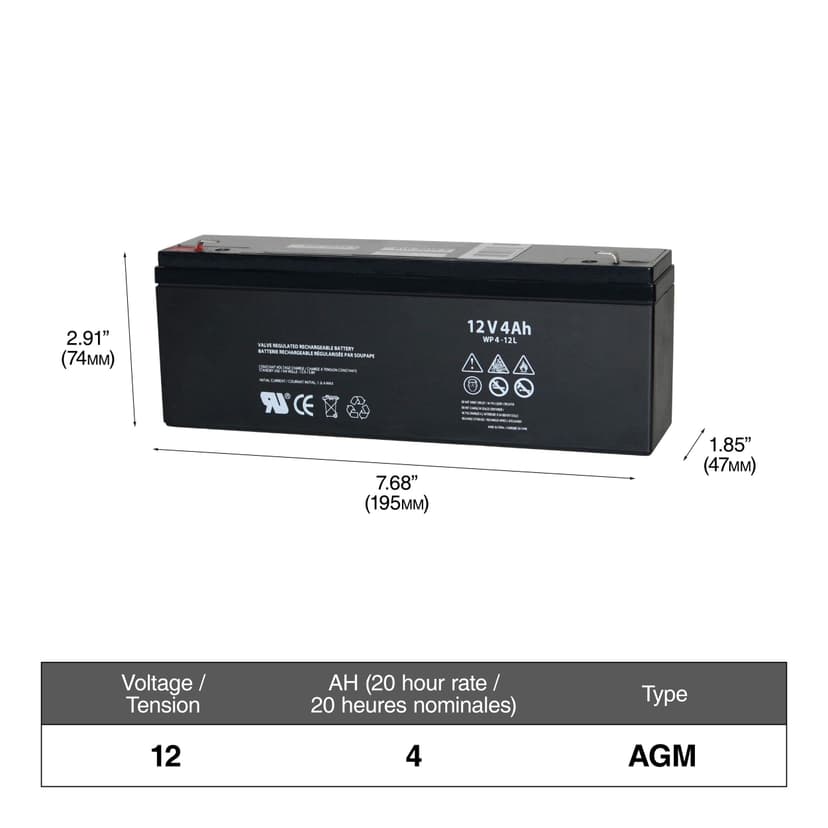 MK POWERED 12-Volt 4 Ah SLA Battery