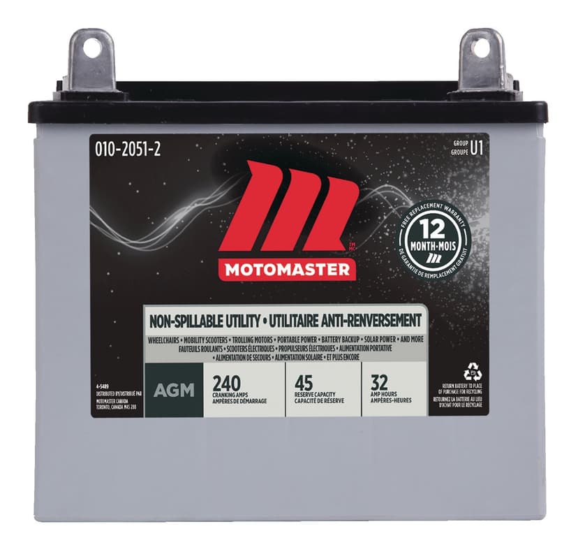 MOTOMASTER AGM Group Size U1 12-Volt 32 Ah Battery