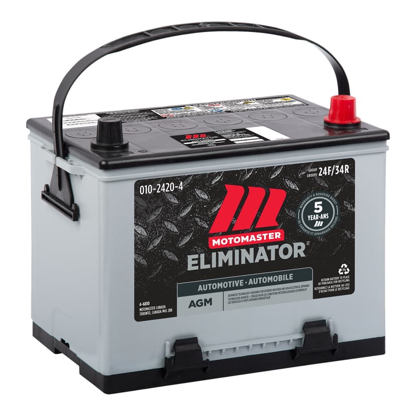 MOTOMASTER ELIMINATOR AGM Group Size 24F/34R Battery, 750 CCA