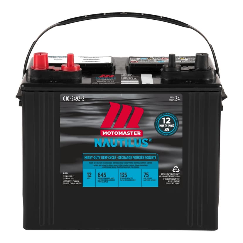 MOTOMASTER NAUTILUS Group Size 24 Heavy-Duty Deep Cycle Battery,