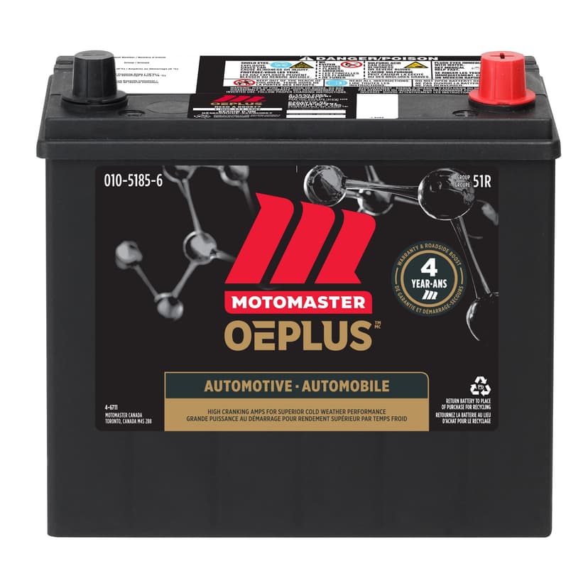 MOTOMASTER OEPLUS Group Size 51R Battery, 500 CCA