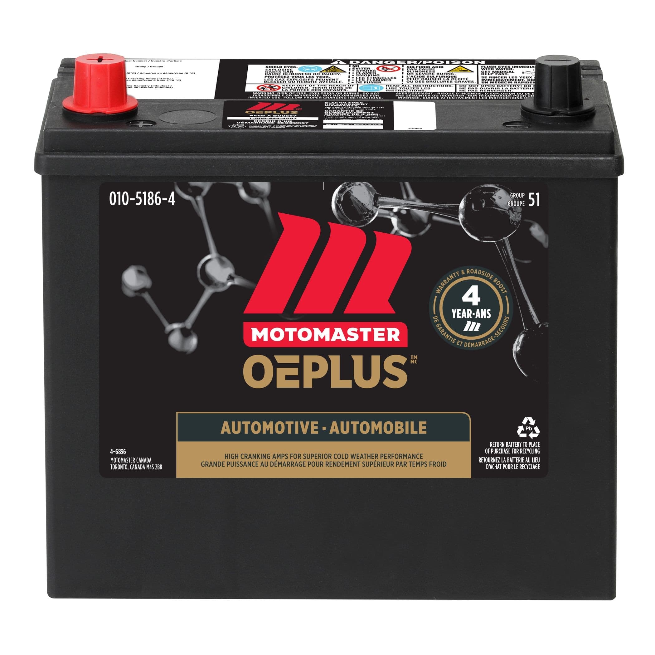 MOTOMASTER OEPLUS Group Size 51 Battery, 500 CCA