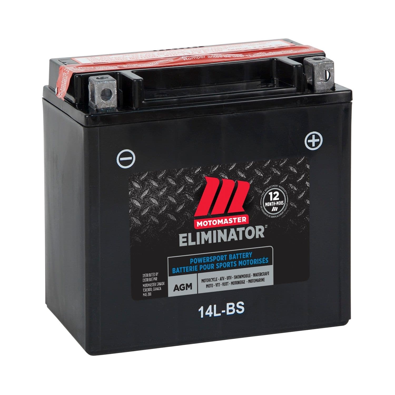 MOTOMASTER ELIMINATOR AGM Powersports Battery, 14L-BS