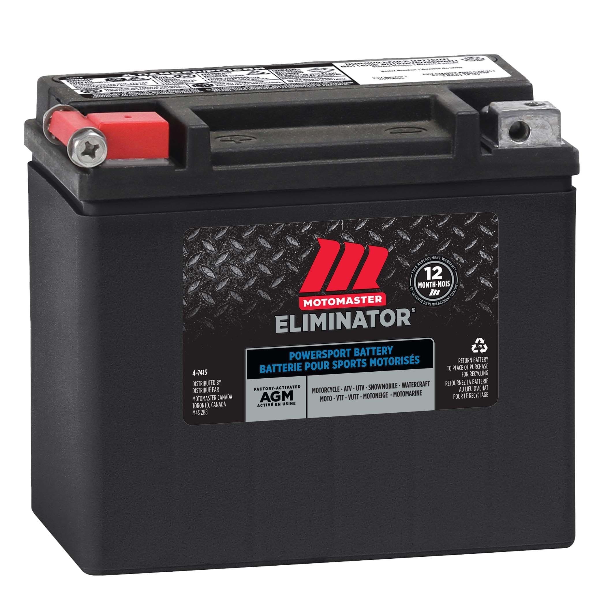 MOTOMASTER ELIMINATOR AGM Factory-Activated Powersports Battery, ETX12