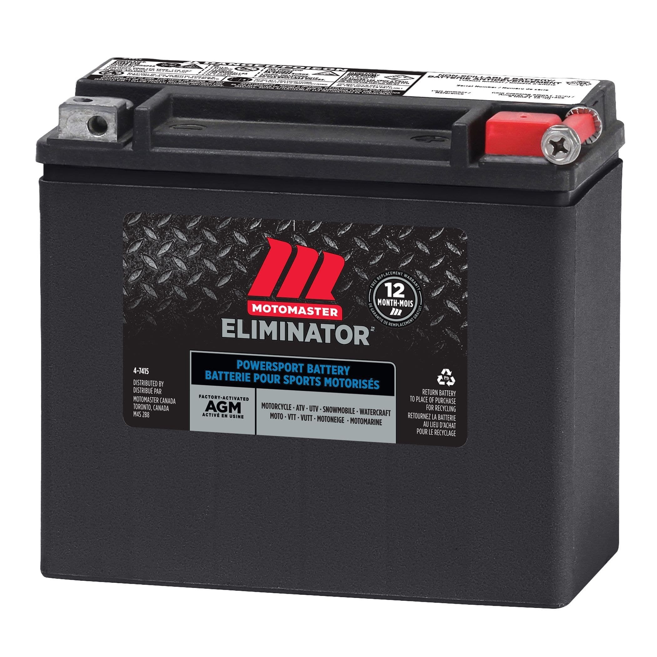 MOTOMASTER ELIMINATOR AGM Factory-Activated Powersports Battery, ETX20L