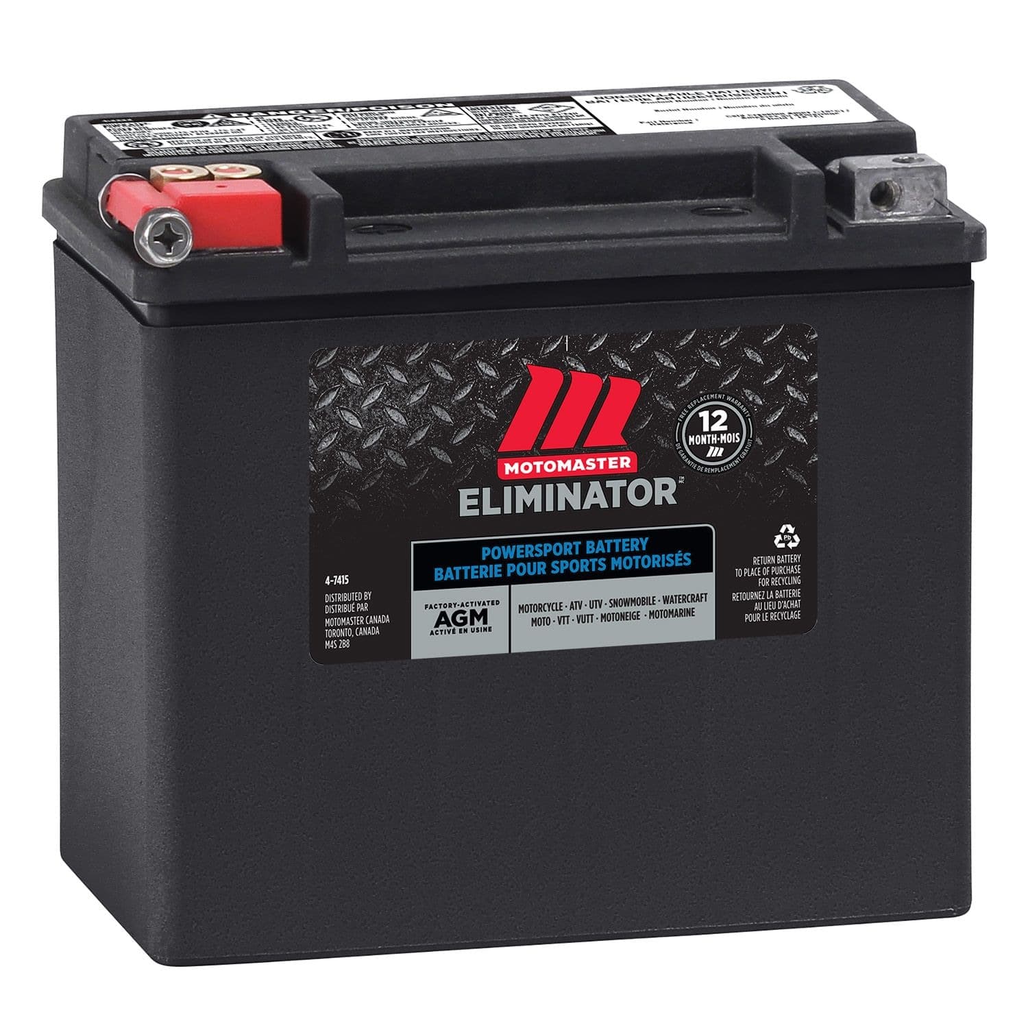 MOTOMASTER ELIMINATOR AGM Factory-Activated Powersports Battery, ETX16