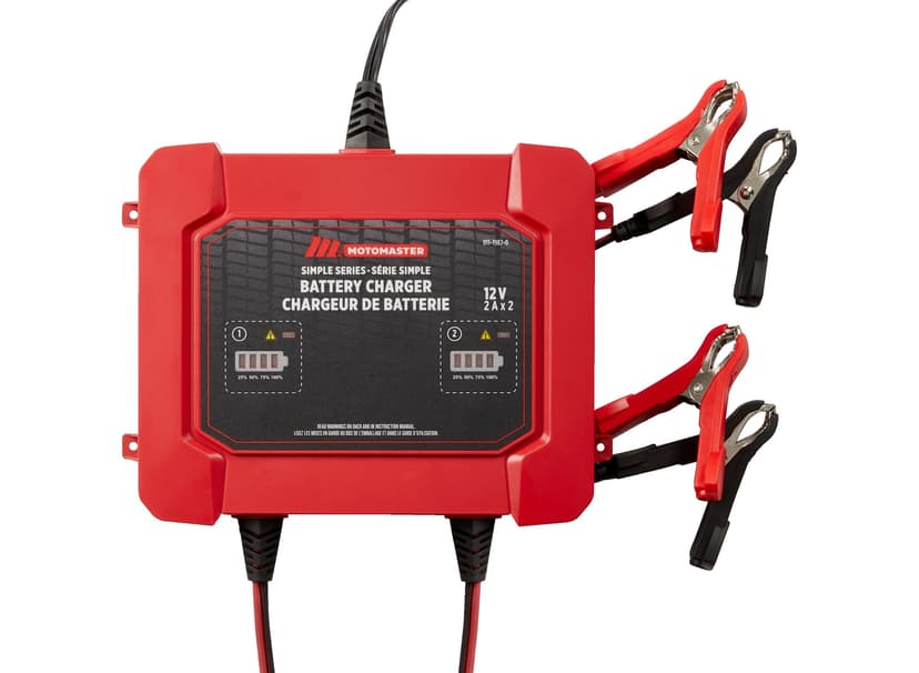 MotoMaster Simple Series 2-Bank Smart Battery Charger/Maintainer, 2x2-Amp, 12V