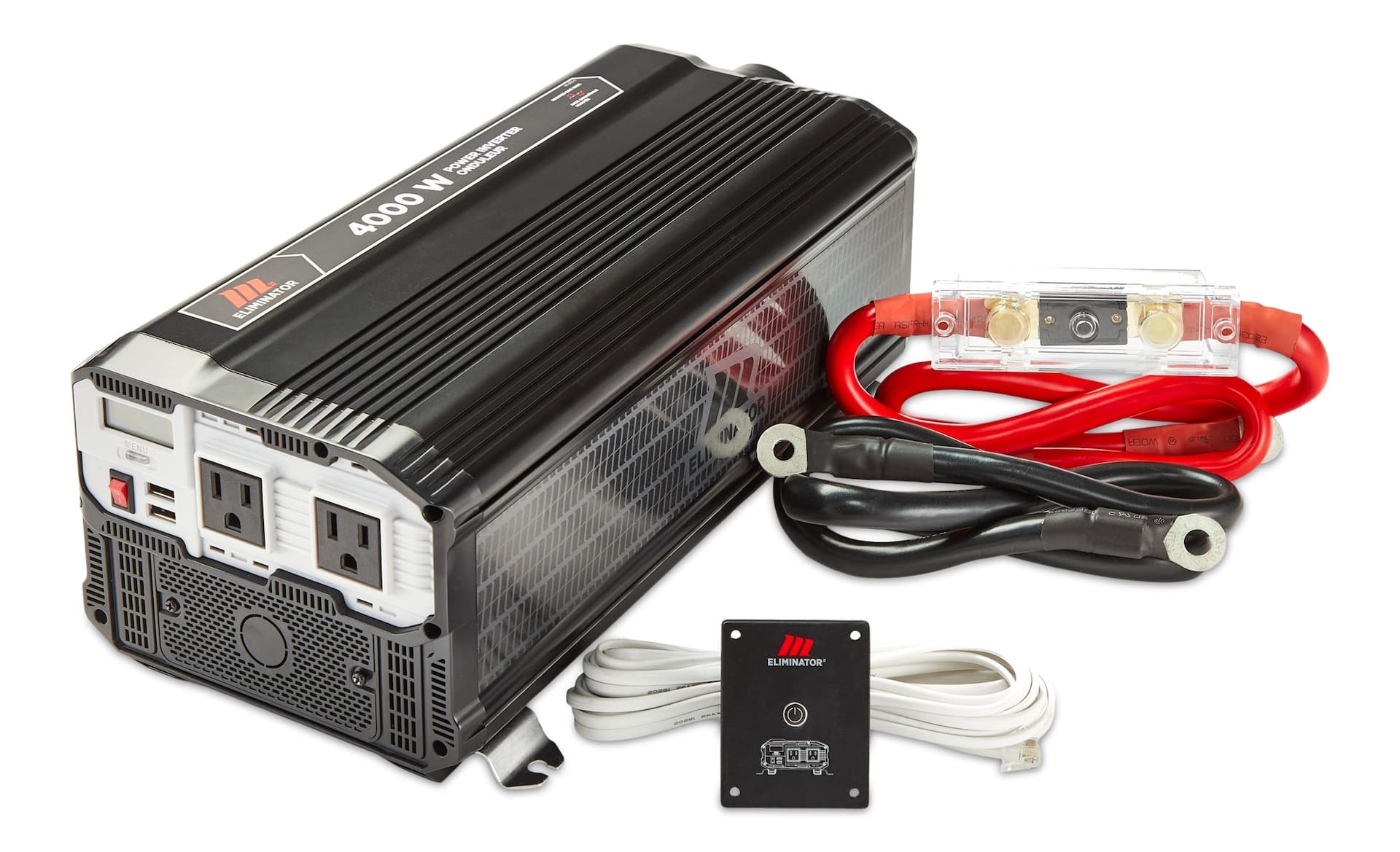 MotoMaster Eliminator Power Inverter, 4000W, Includes Battery Cables, Fuse Kit and Wired Remote