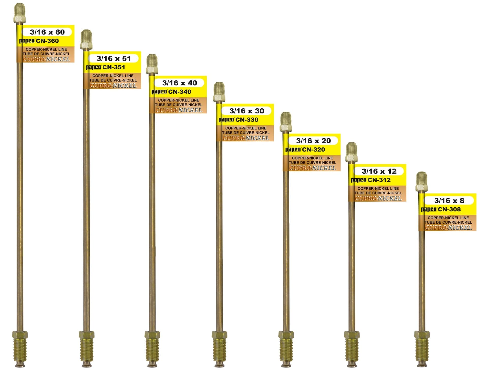 H. Paulin CN340 Copper Nickel Brake Line, Standard, 40 x 3/16-in