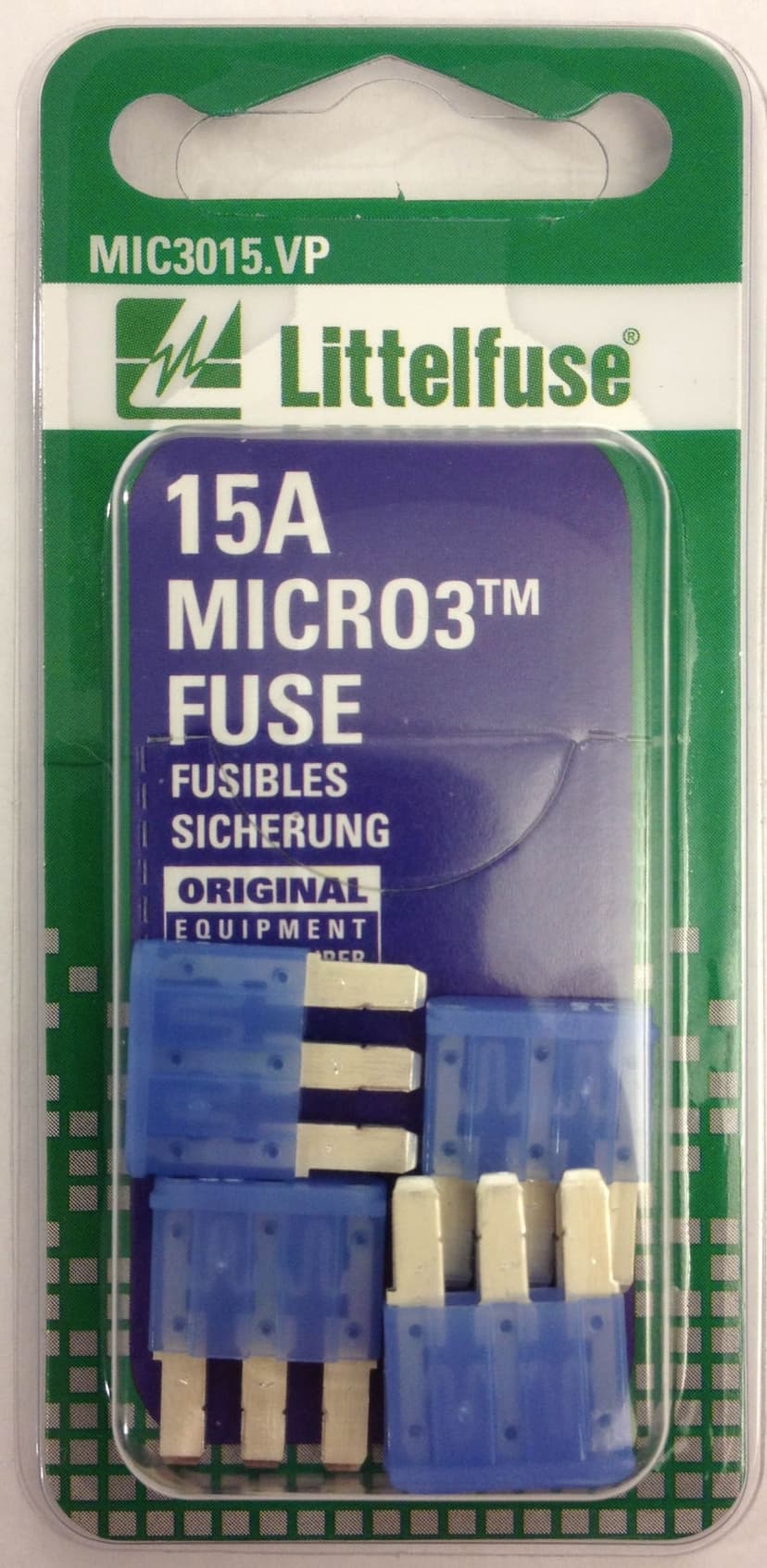 Littelfuse Micro3 Blade 32V Ag 15A Fuse, 5-pk