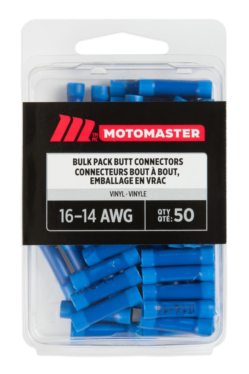 MotoMaster 16-14 AWG Automotive Butt Connector, Bulk Pack, 50-pk