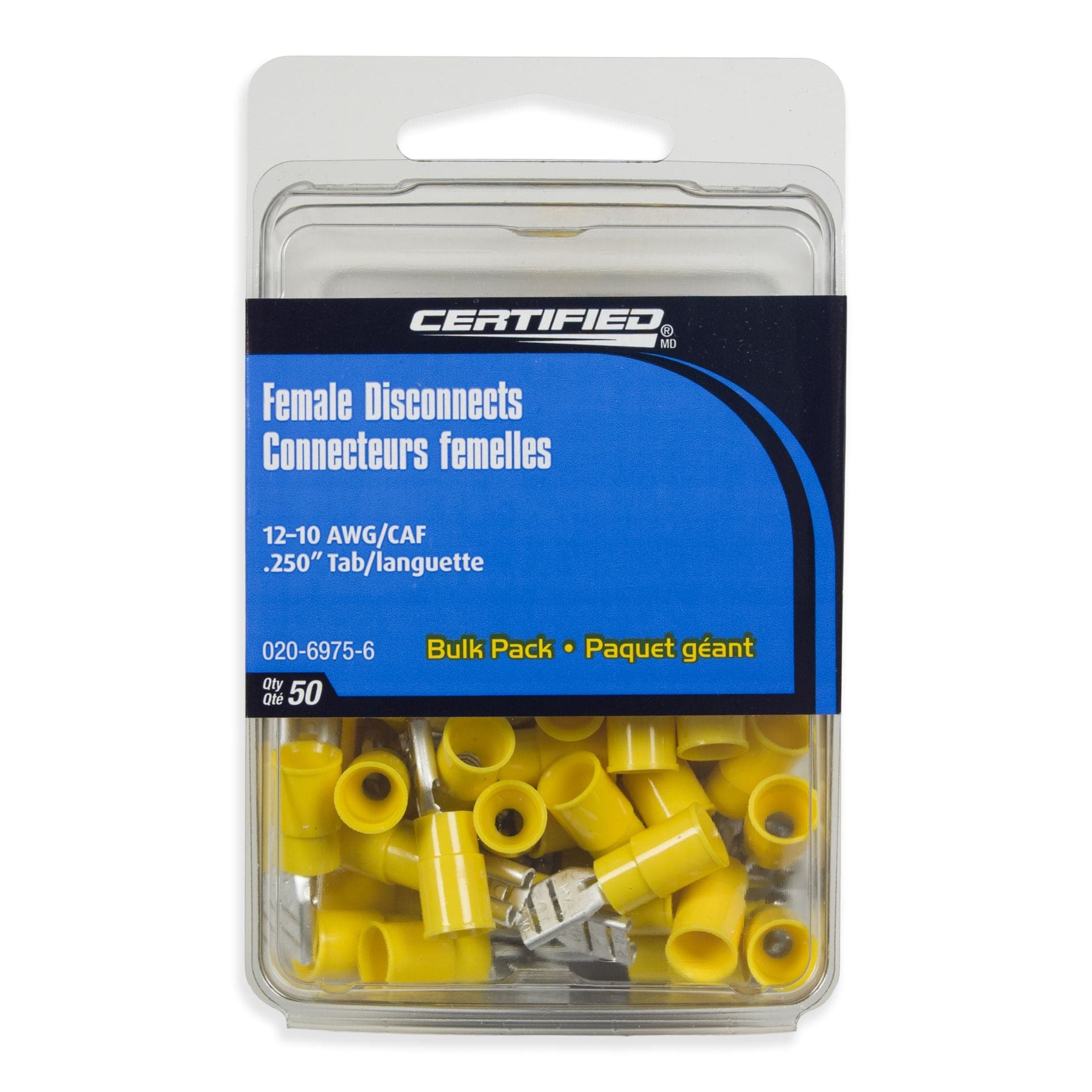 MotoMaster 12-10 AWG Automotive Female Quick Disconnect, Bulk Pack, .250-in, 50-pk