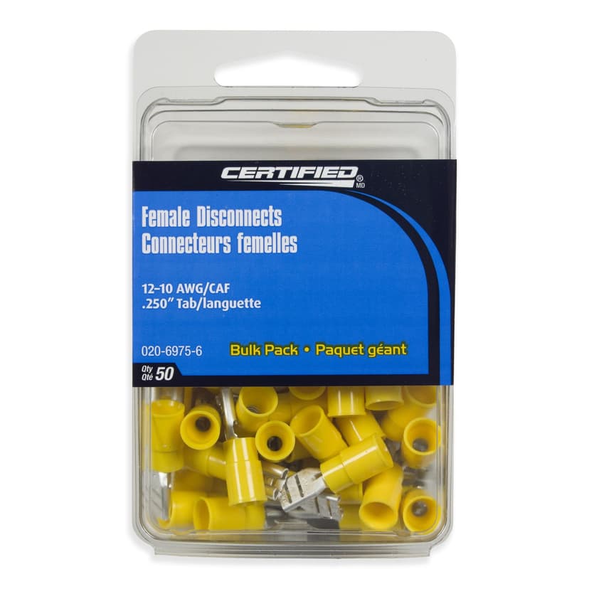 MotoMaster 12-10 AWG Automotive Female Quick Disconnect, Bulk Pack, .250-in, 50-pk