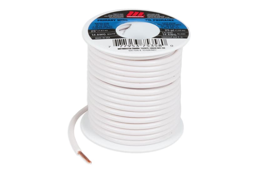 MotoMaster 14 AWG Wire, White, 25-ft