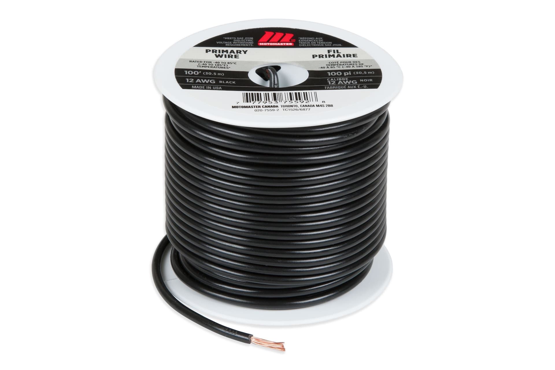 MotoMaster 12 AWG Black, 100-ft