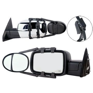 K-Source Dual-View Ratchet Lock Clip-On Mirror, Pair, Black