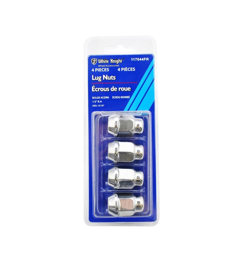 White Knight 117044FR Bulge Acorn Lug Nuts, Chrome, 4-pk