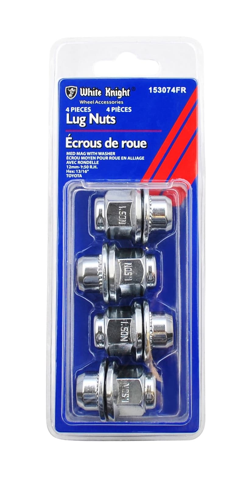 White Knight Toyota Medium Mag with Washer Lug Nut, 12-mm x 1.50