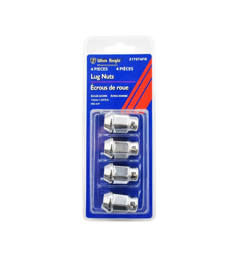 White Knight 217074FR Bulge Acorn Lug Nuts, Chrome, 4-pk