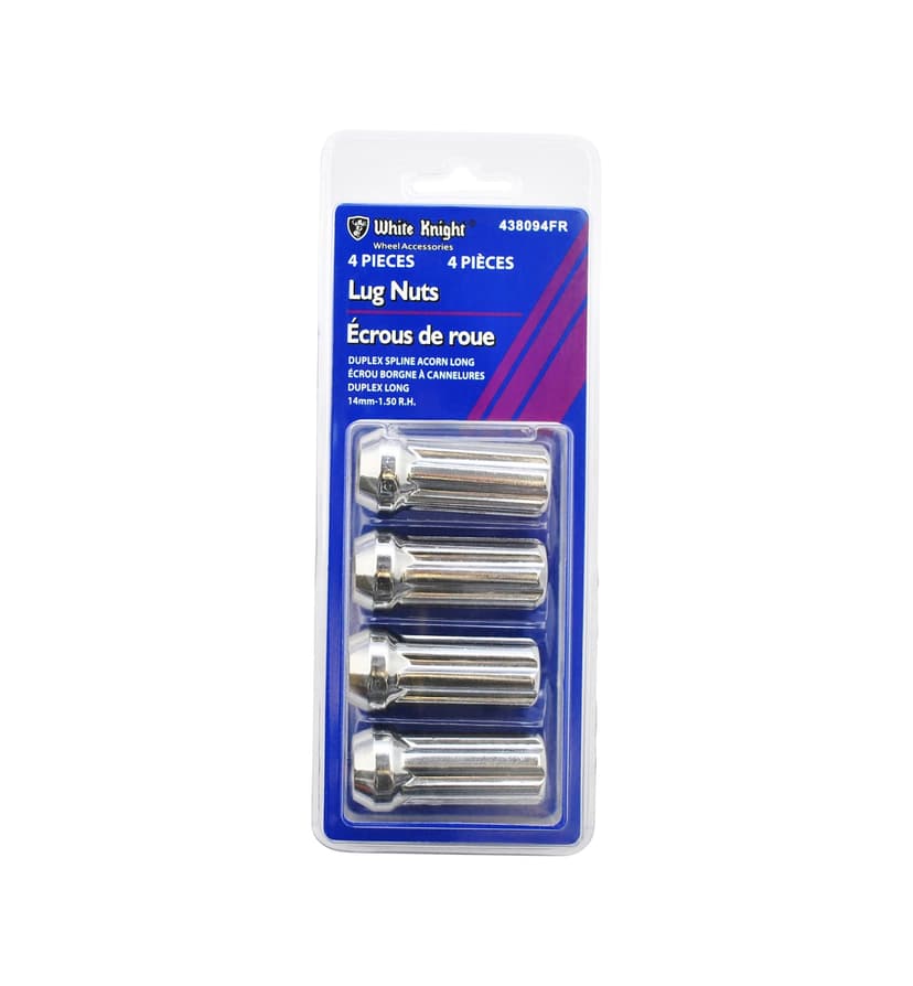 White Knight 438094FR Long Duplex Spline Lug Nuts, Chrome