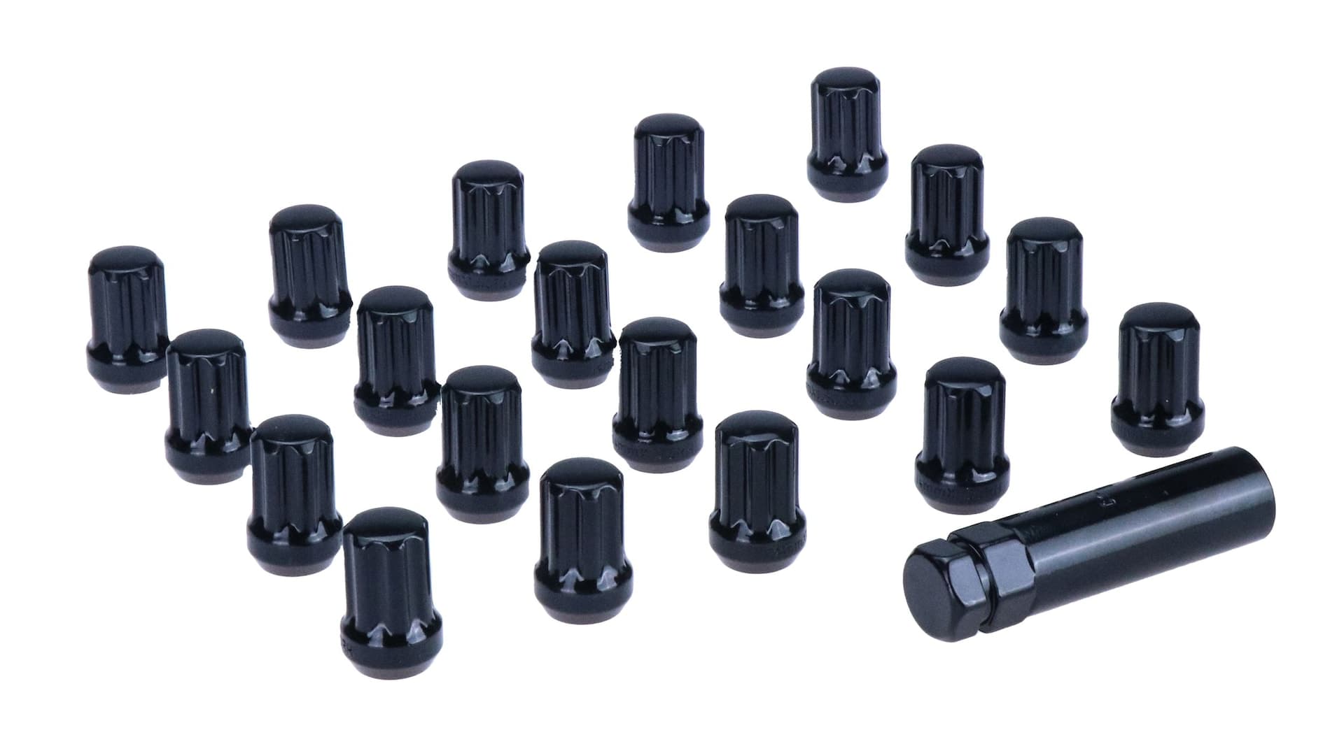 White Knight 14mmx1.5 Short Duplex Black Spline Lug Nut