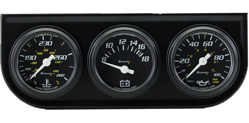 Equus Trio Voltmeter, Black, 1-1/2-in