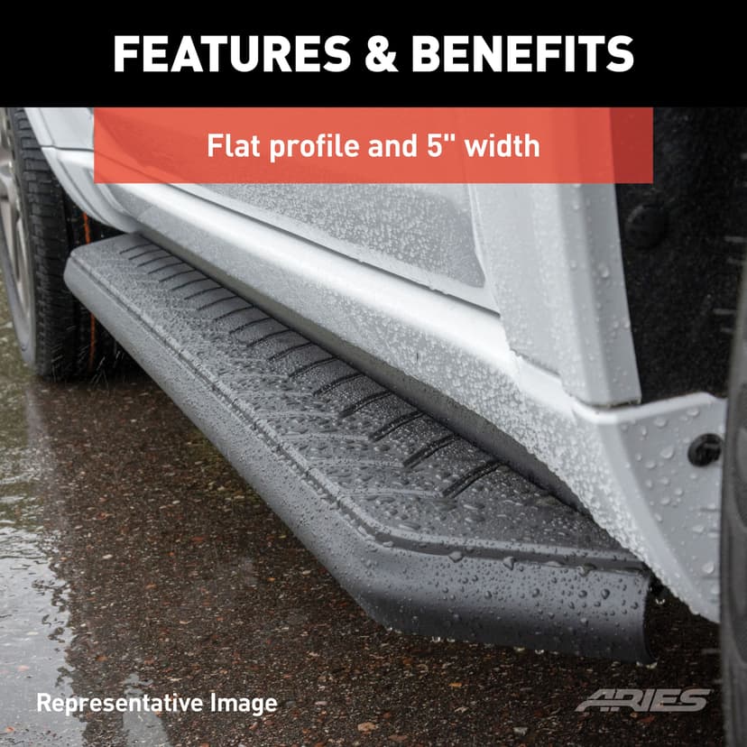 ARIES 2051876 AeroTread Stainless Running Boards, No Brackets, 5 x 76-in, Black