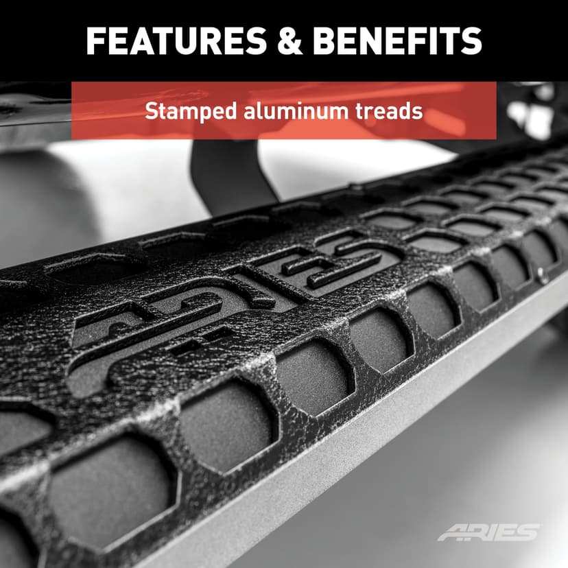 ARIES 2055975 AdvantEDGE Aluminum Side Bars, No Brackets, 5.5 x 75-in, Black