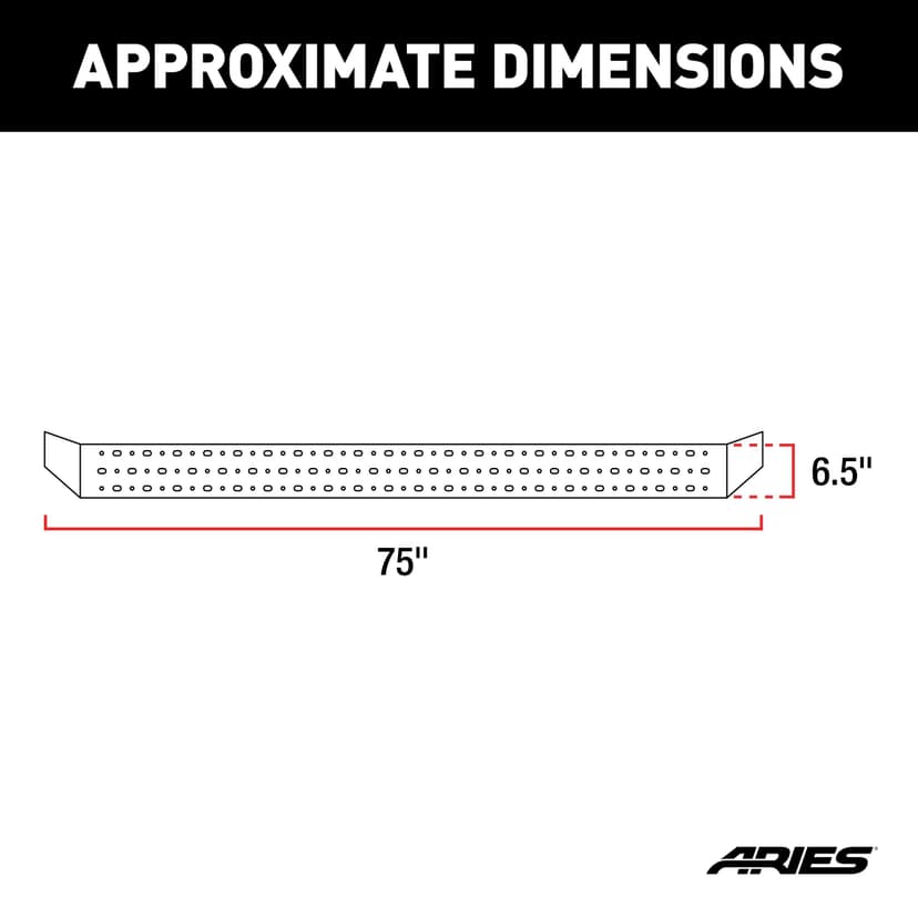ARIES C2875 RidgeStep Steel Running Boards, No Brackets, 6.5 x 75-in, Black