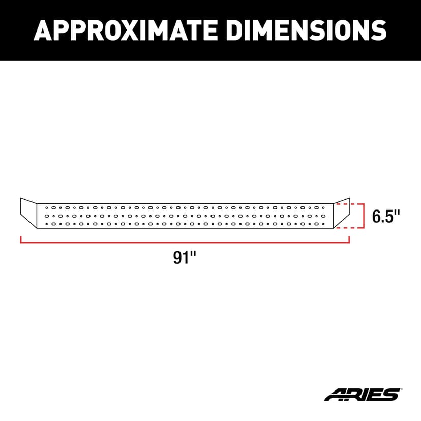 ARIES C2891 RidgeStep Steel Running Boards, No Brackets, 6.5 x 91-in, Black