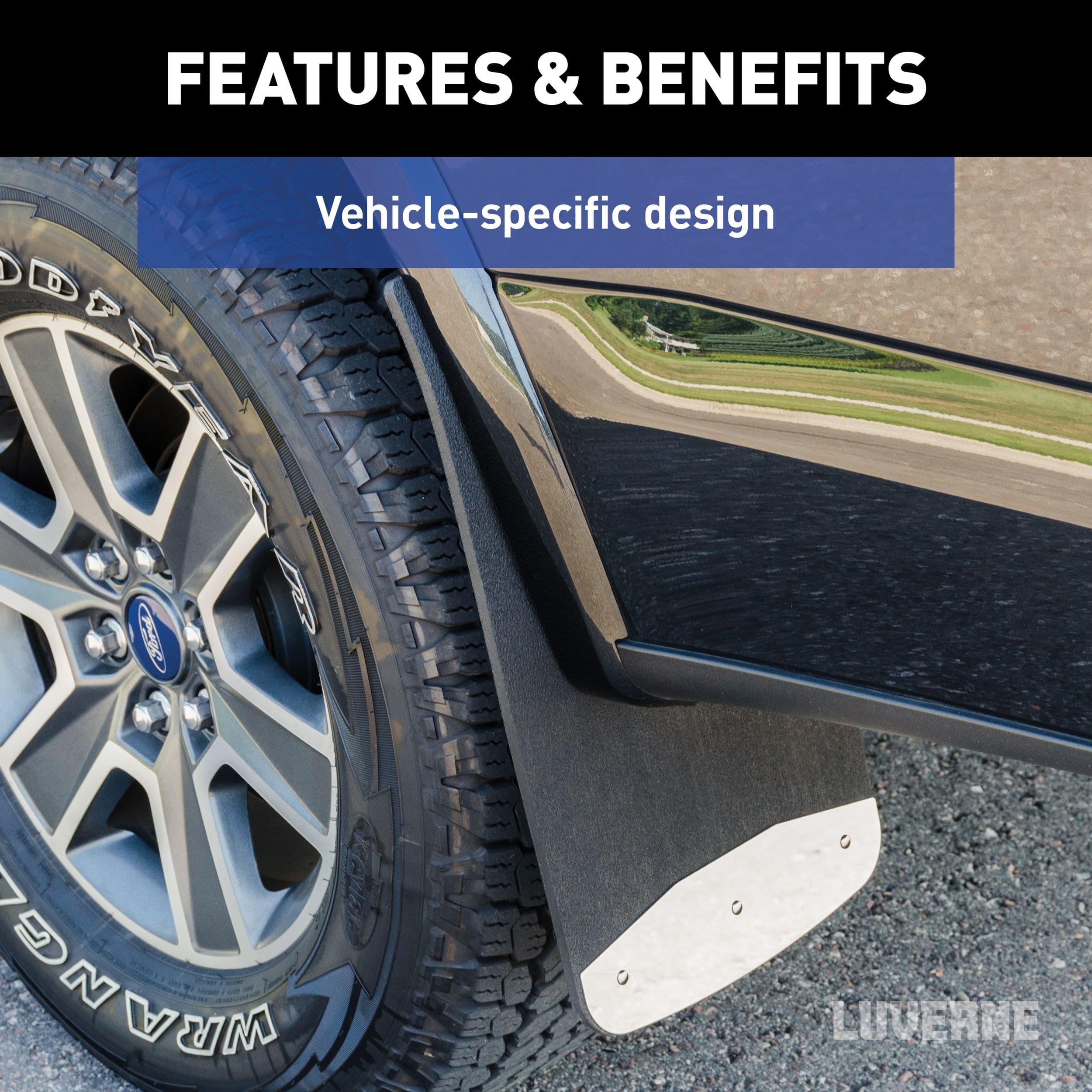 Luverne 251451 Rear 12-in x 23-in Rubber Mud Guards, Select Silverado, GMC Sierra HD (2 Flaps)