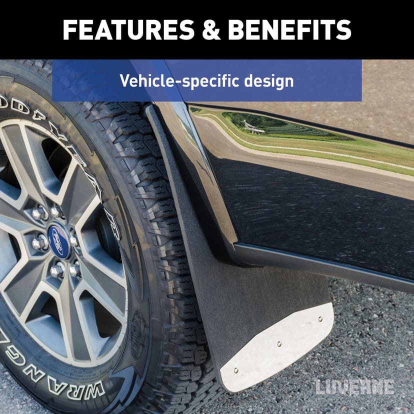 Luverne 251451 Rear 12-in x 23-in Rubber Mud Guards, Select Silverado, GMC Sierra HD (2 Flaps)
