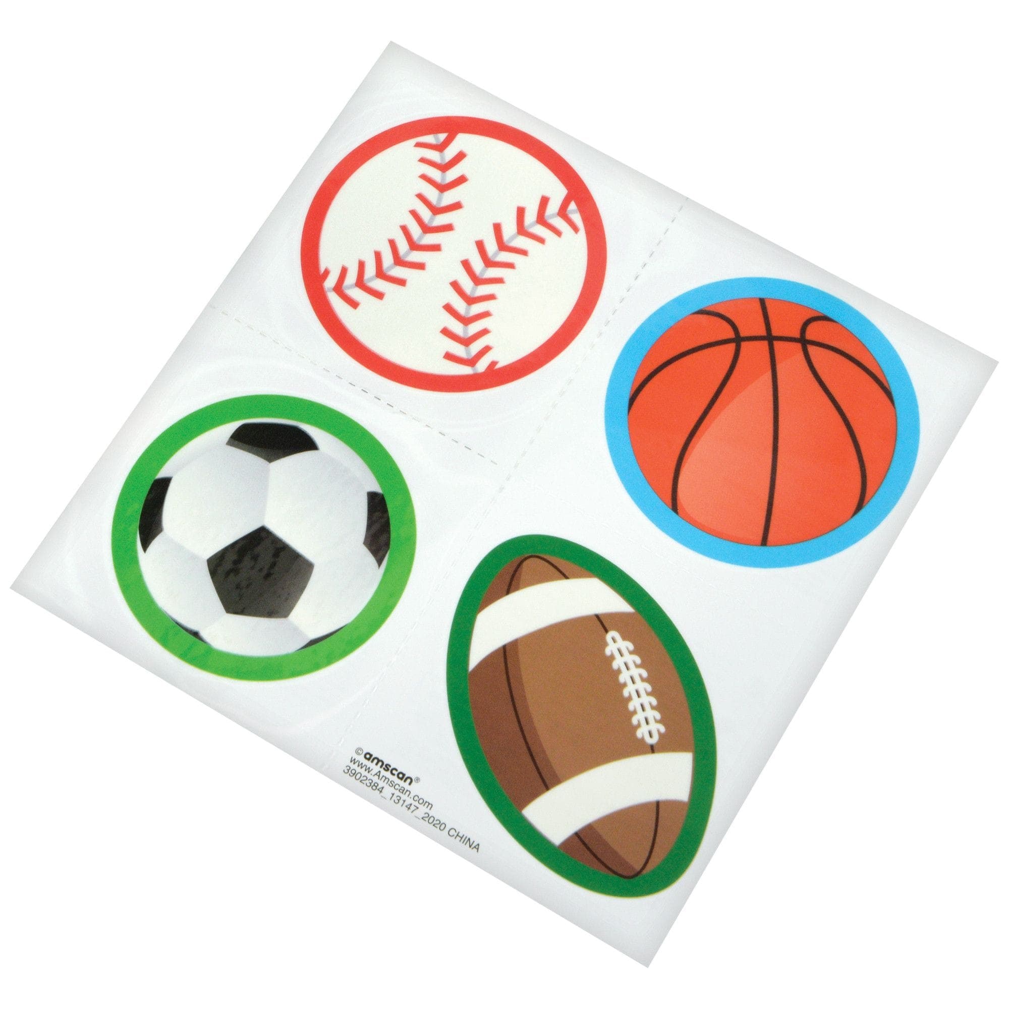 Soccer/Basketball/Baseball/Football Wearable Temporary Tattoos, Multi-Coloured, 48-pk, for Birthday Party