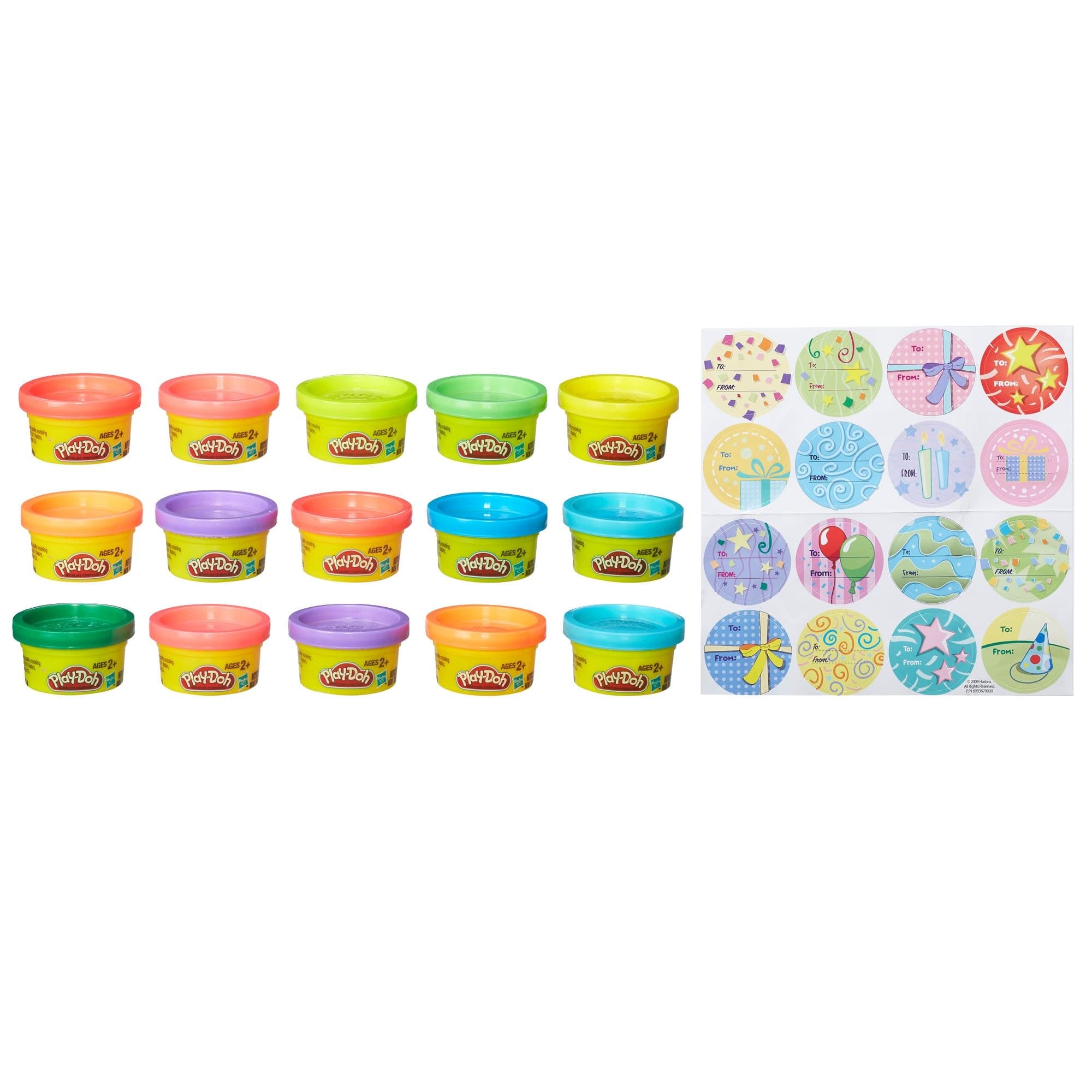 Play-Doh Party Bag with Cans & Stickers, Multi-Coloured, 12-pk, Ages 2+, for Arts & Crafts/Birthday Favour