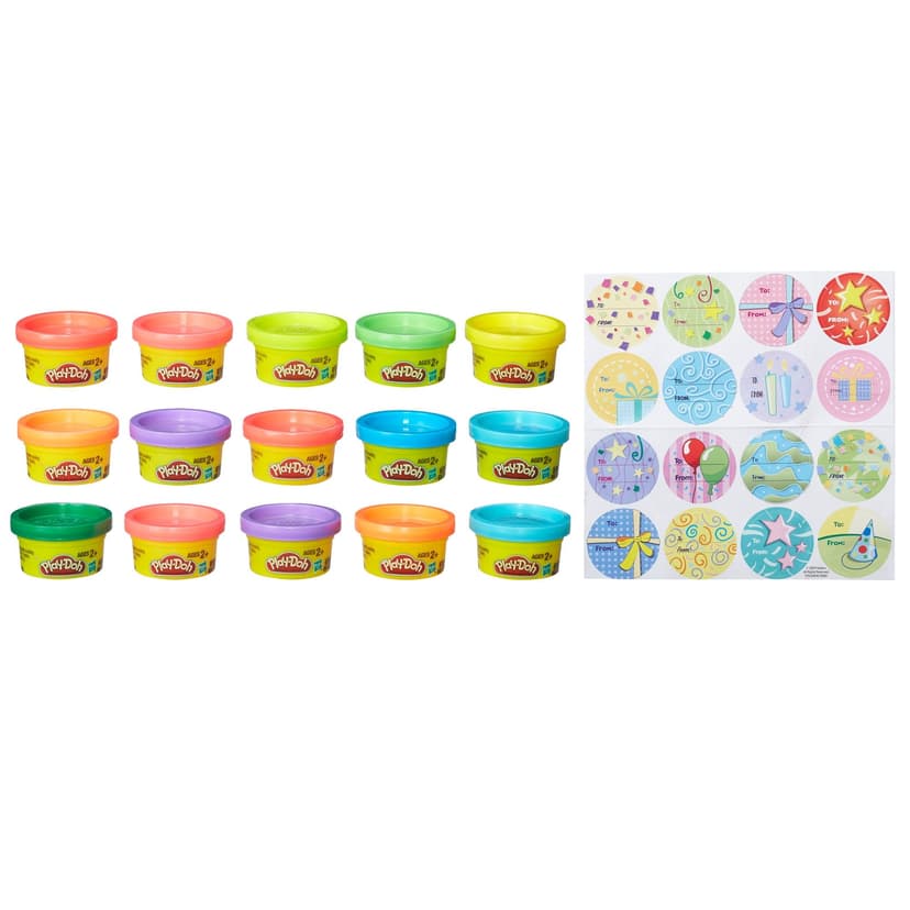 Play-Doh Party Bag with Cans & Stickers, Multi-Coloured, 12-pk, Ages 2+, for Arts & Crafts/Birthday Favour
