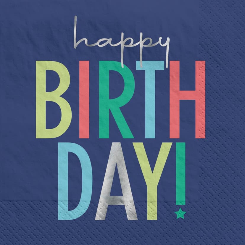 Modern Happy Birthday 2-Ply Paper Lunch Napkins, 6.5-in, 16-pk