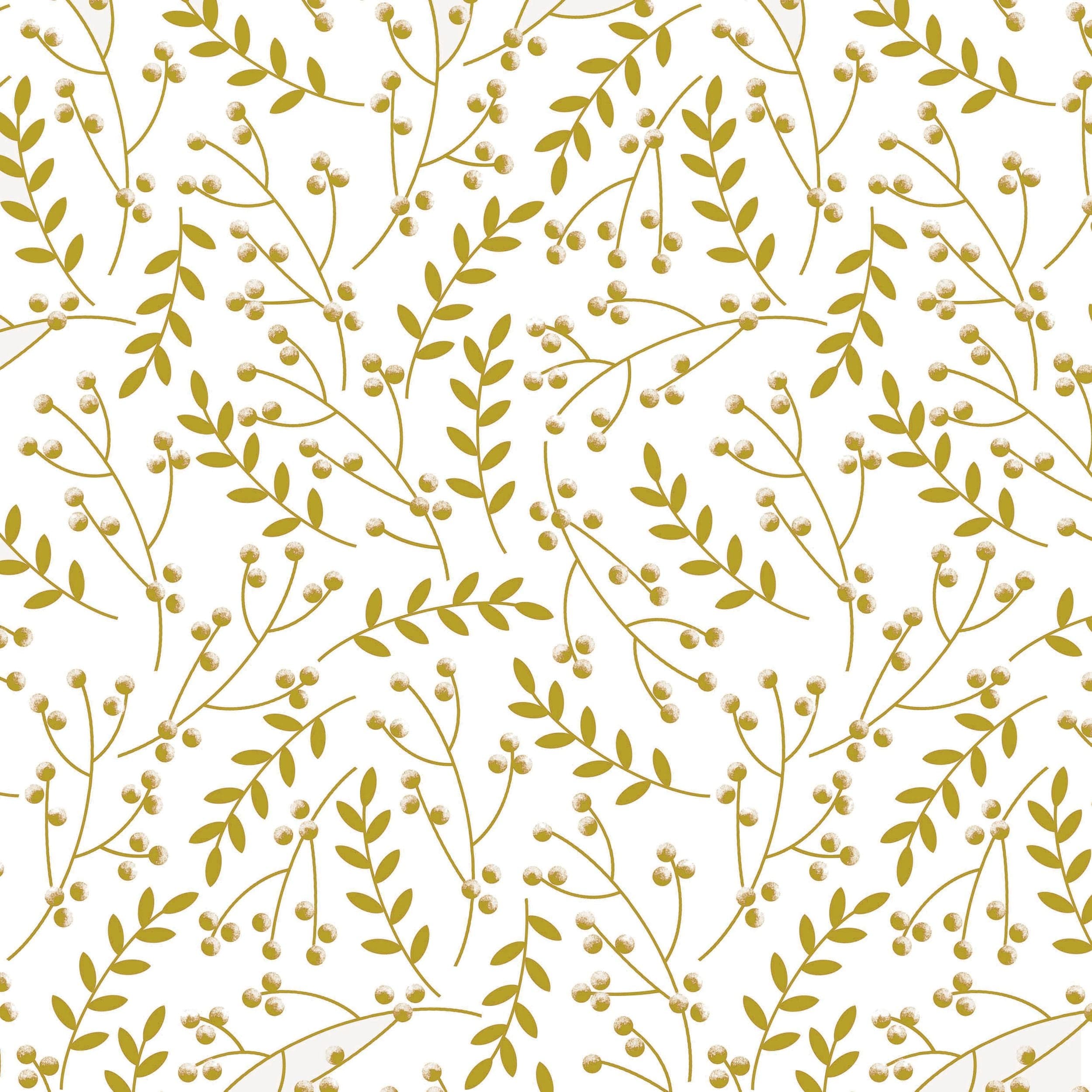 Gift Wrapping Paper, Gold/White, Floral, 16-ft, for Baby Shower/Wedding/Graduation