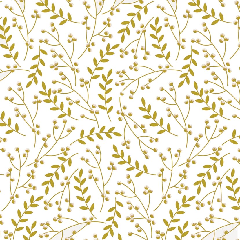 Gift Wrapping Paper, Gold/White, Floral, 16-ft, for Baby Shower/Wedding/Graduation