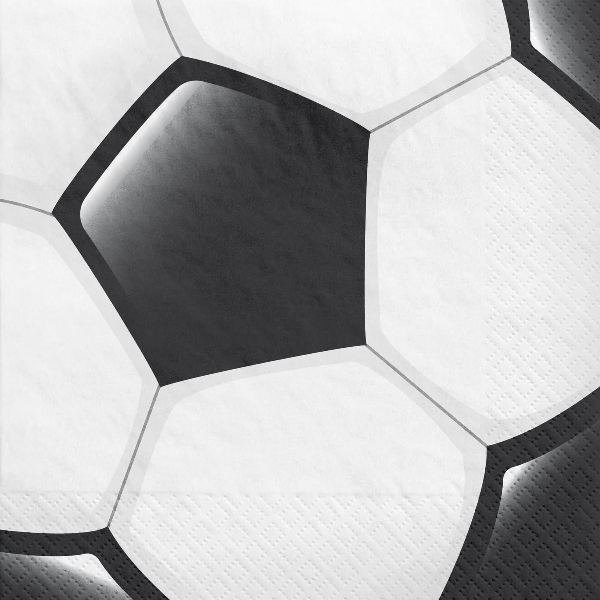 Soccer Ball Paper Disposable Lunch Napkins, Black/White, 10-in, 40-pk, for Birthday/Sports Party