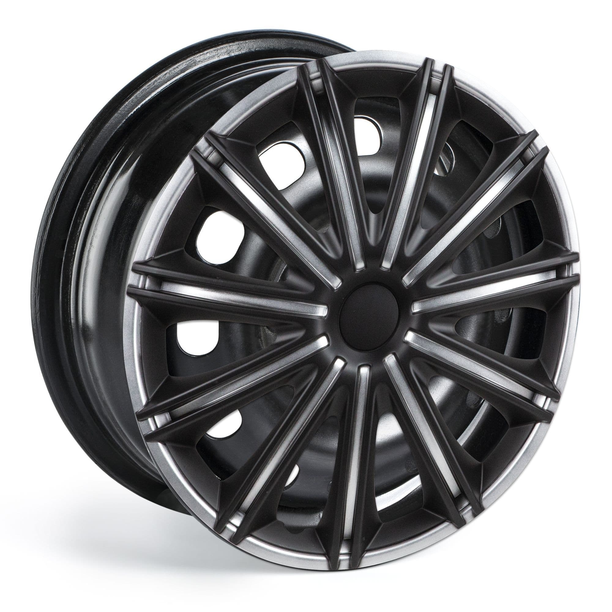 DriveStyle Nero Wheel Cover/Hub Cap, Silver/Black, 17-in, 4-pk