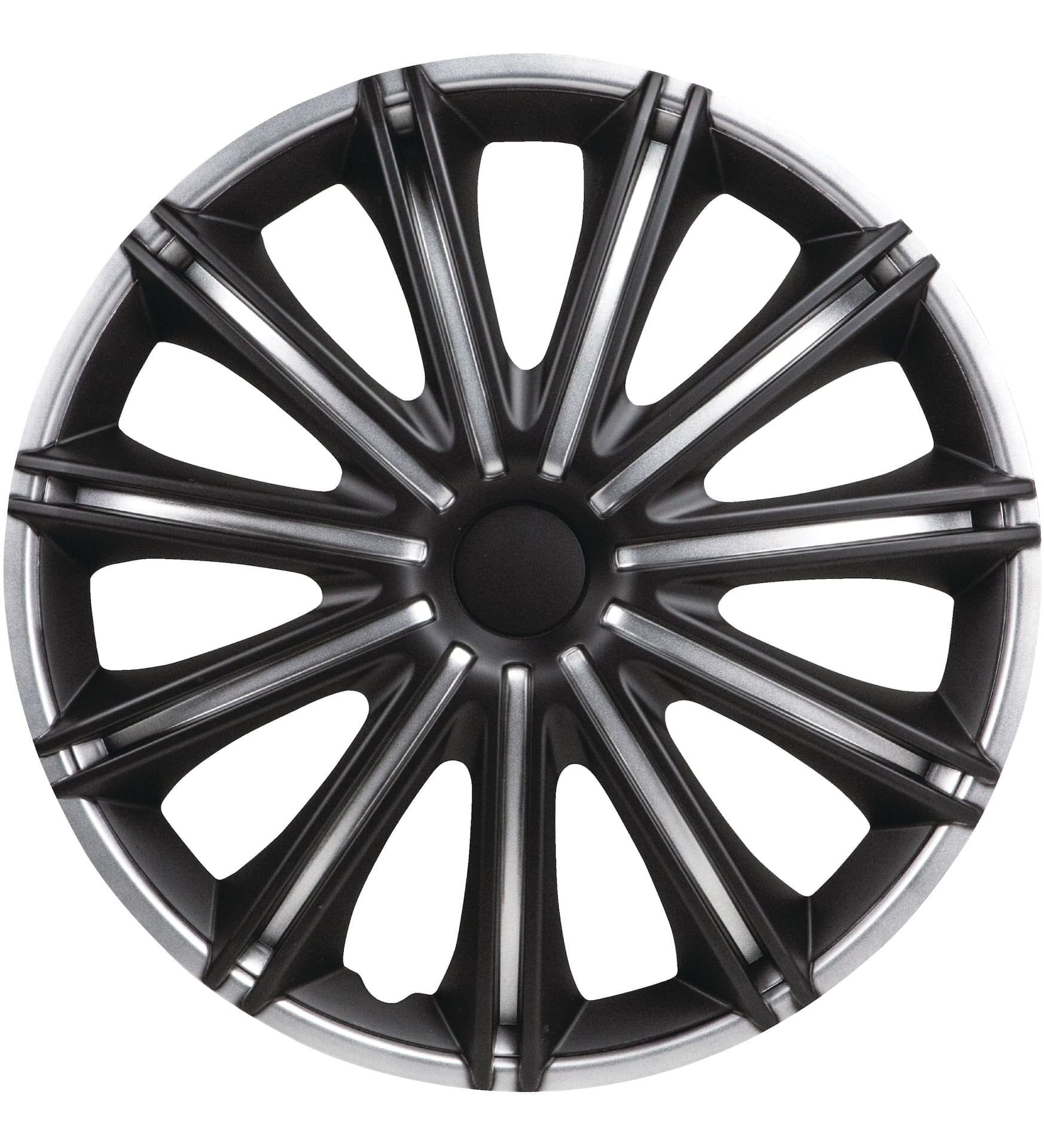 DriveStyle Nero Wheel Cover/Hub Cap, Silver/Black, 16-in, 4-pk