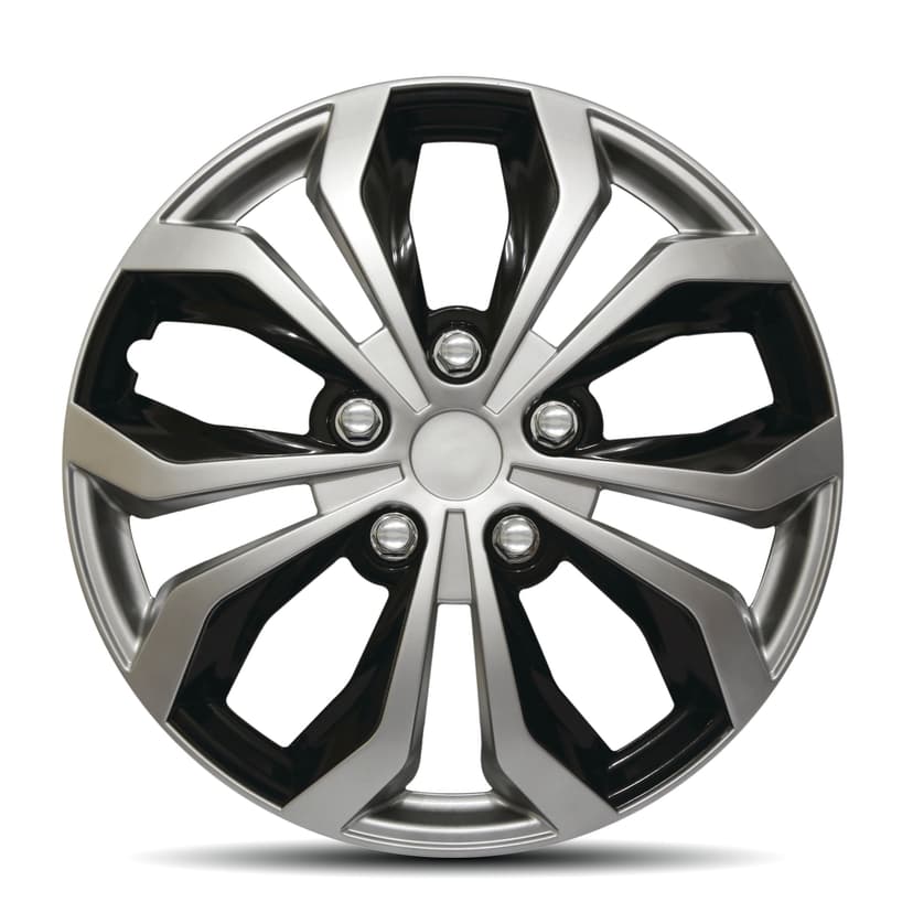 AutoTrends Shaft Wheel Cover/Hub Cap, Silver/Black, 18-in, 4-pk