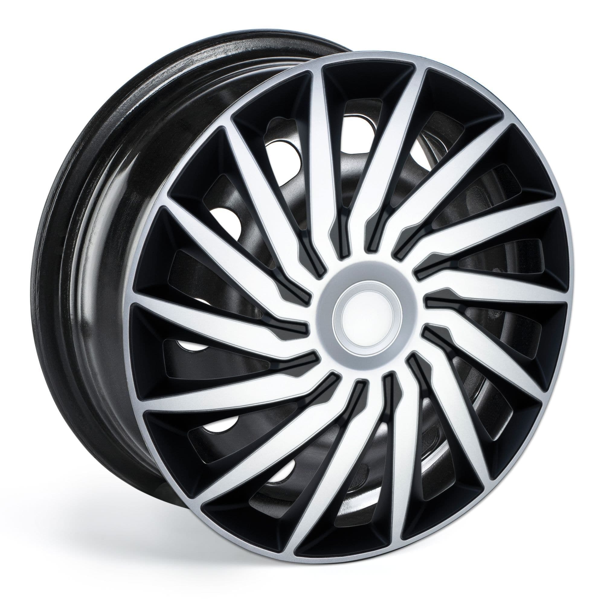 DriveStyle Kendo Wheel Cover/Hub Cap, Silver/Black, 16-in, 4-pk