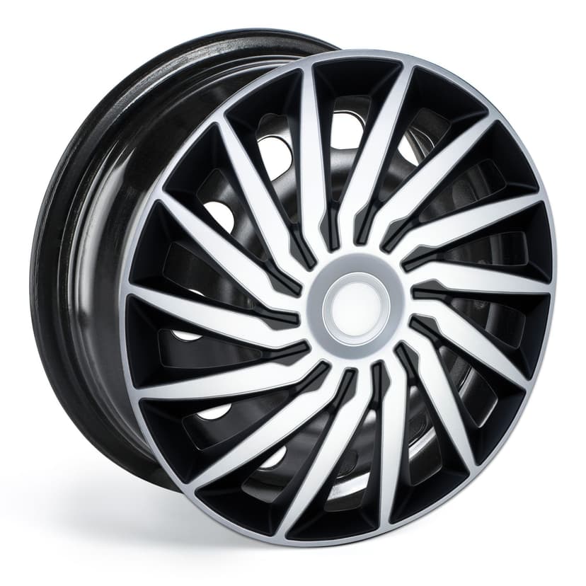 DriveStyle Kendo Wheel Cover/Hub Cap, Silver/Black, 16-in, 4-pk