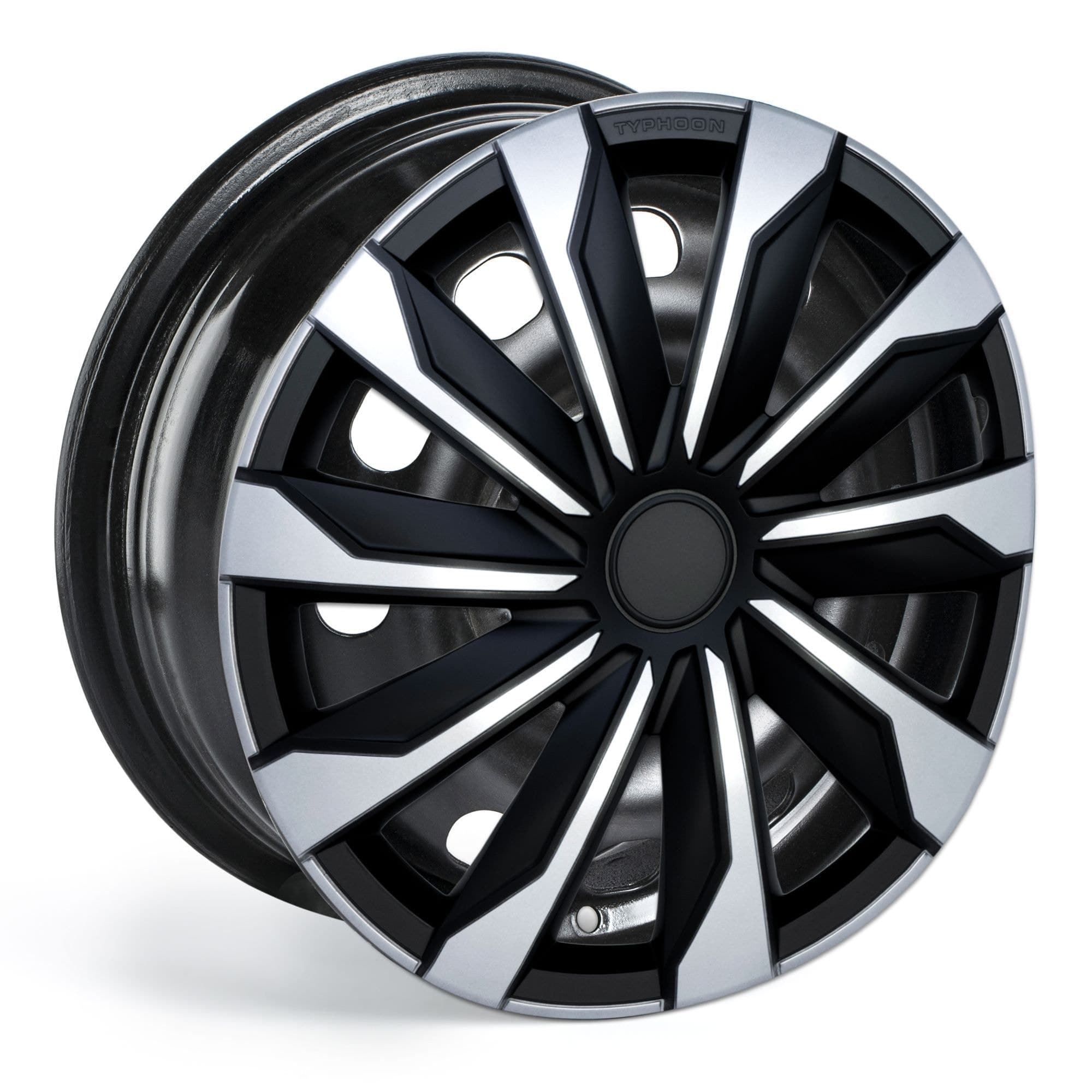 DriveStyle Typhoon Wheel Cover/Hub Cap, Black/Silver, 17-in, 4-pk