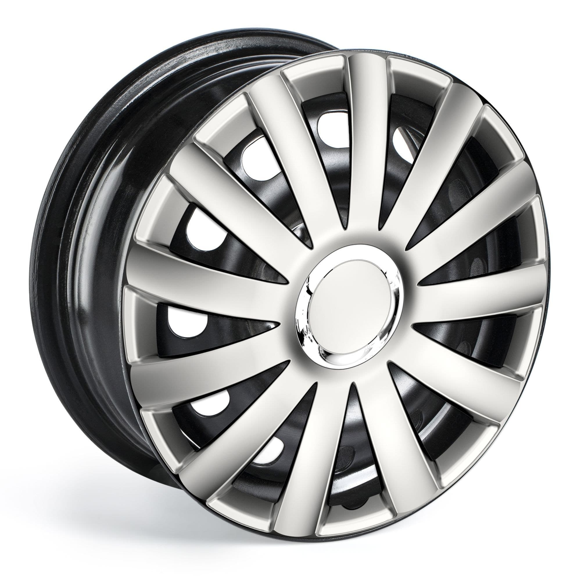 DriveStyle Spyder Pro Wheel Cover/Hub Cap, Silver, 16-in, 4-pk