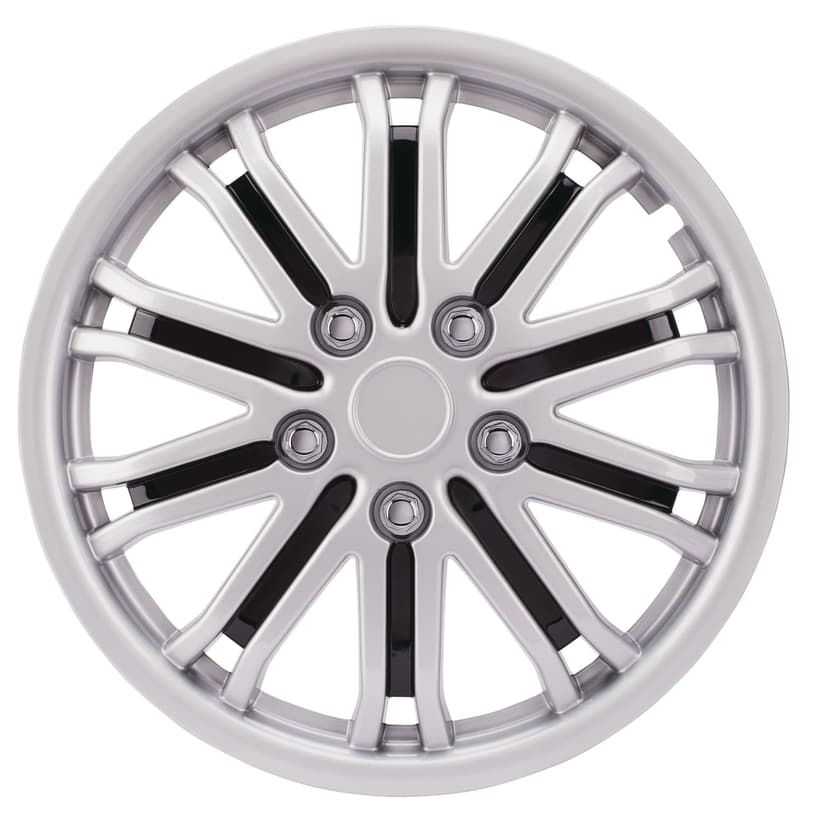 AutoTrends Wheel Cover/Hub Cap, Silver/Black, 18-in, 4-pk