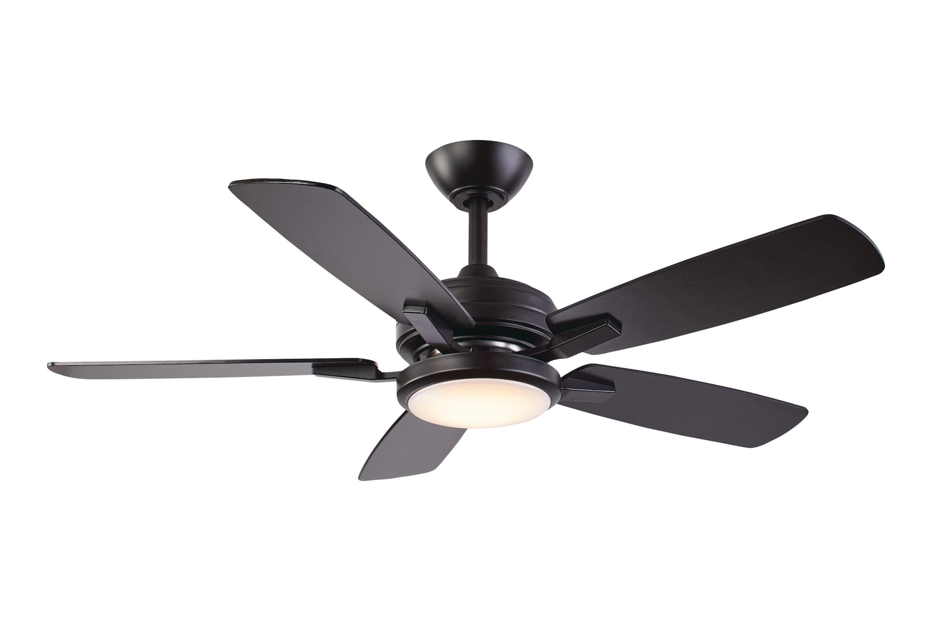 NOMA Ashton 44" 5-Reversible Blade 3-Speed Dimmable LED Ceiling Fan with Remote, Matte Black/Oak