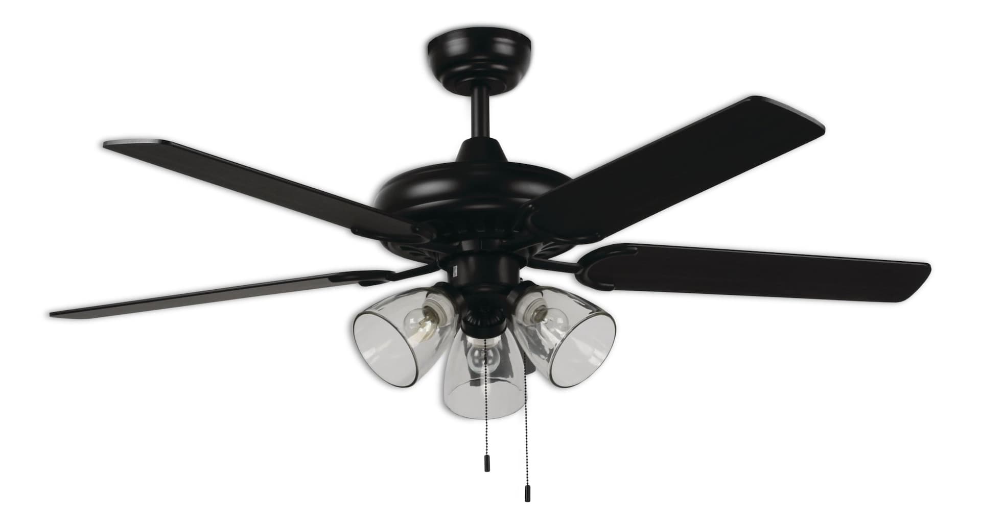 For Living 52" 5-Reversible Blade 3-Speed 3-Lights Ceiling Fan, Black